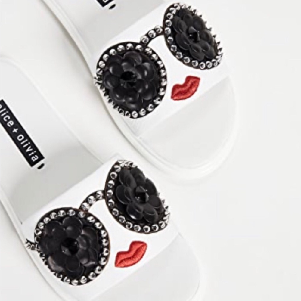 Alice+Olivia Stace Face Studded Slides 10